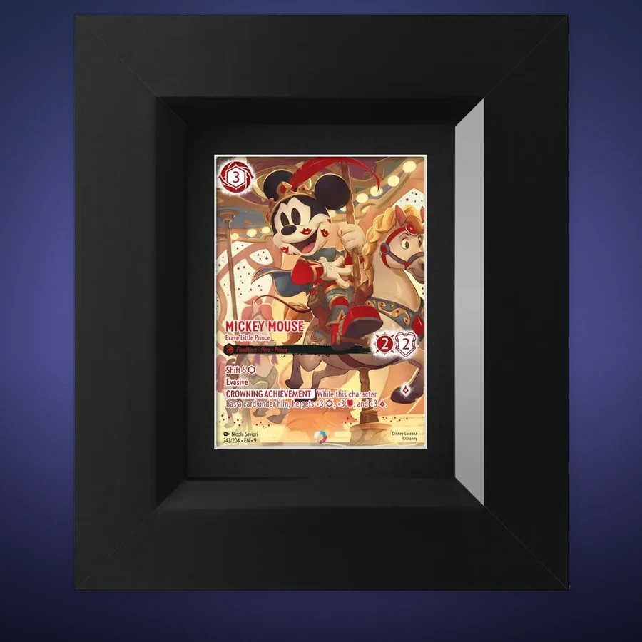 One-Touch Display Frame – 1 Card – handmade black hardwood frame with mounts cut for magnetic one-touch card holders
