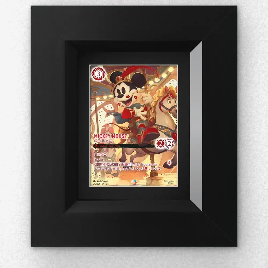 One-Touch Display Frame – 1 Card – handmade black hardwood frame with mounts cut for magnetic one-touch card holders