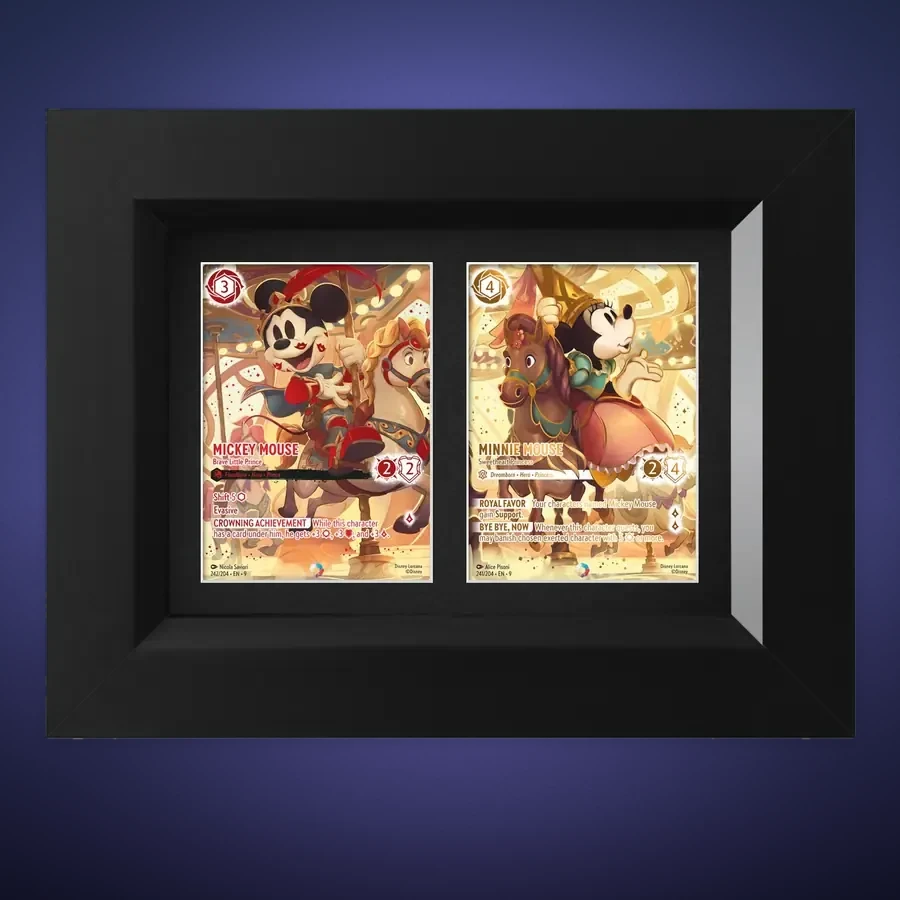 One-Touch Display Frame – 2 Cards – handmade black hardwood frame with mounts cut for magnetic one-touch card holders