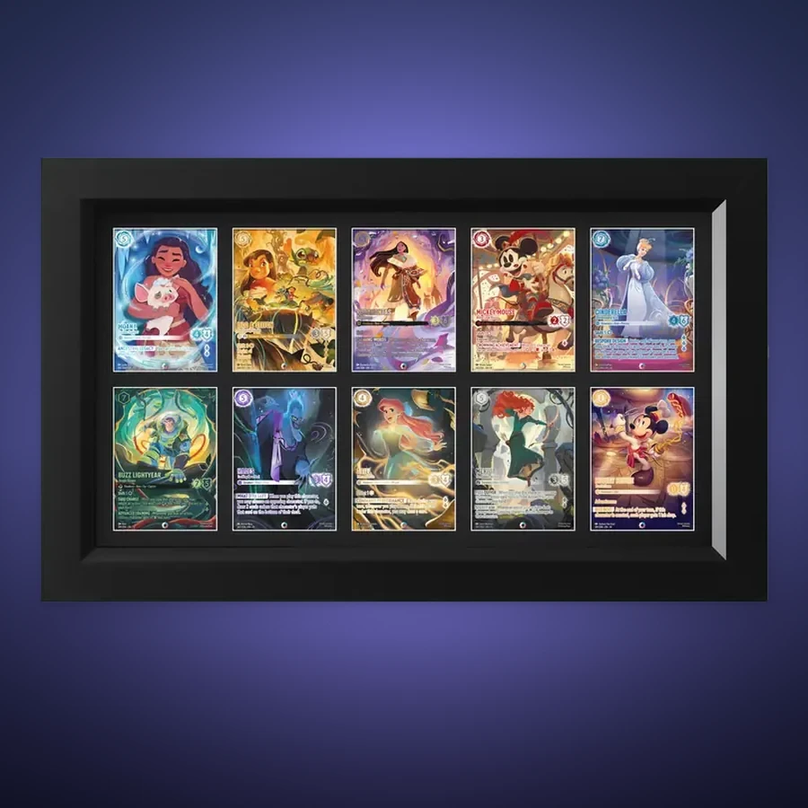 One-Touch Display Frame – 10 Cards (5×2) – handmade black hardwood frame with mounts cut for magnetic one-touch card holders