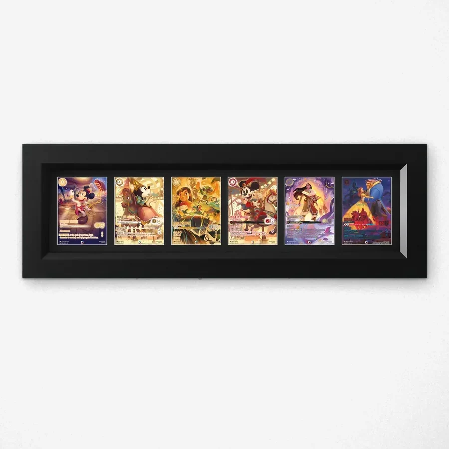 One-Touch Display Frame – 6 Cards – handmade black hardwood frame with mounts cut for magnetic one-touch card holders